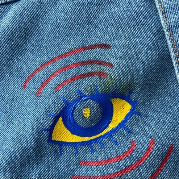 NWT Brooklyn Cloth Streetwear Graffiti Denim Button Up Jean Jacket - Picture 15 of 16